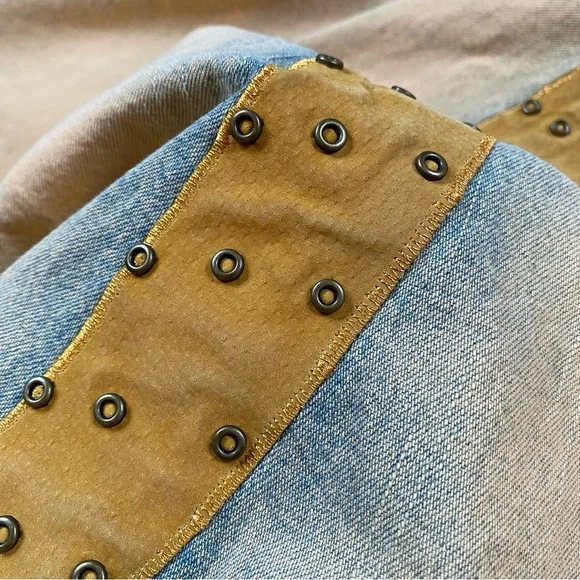 Vintage 90s/Y2K RARE Road Cat Suede And Felt Patchwork Maxi Denim Skirt Size M - Picture 10 of 16